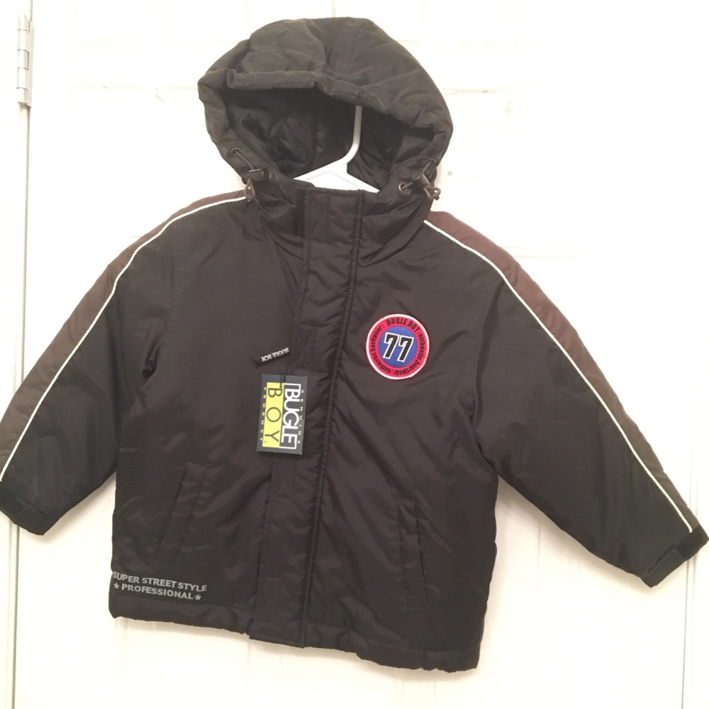 Boys Black Winter Hoodies Coat Jacket